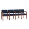 Lesro Lenox Wood 4 Seat Tandem Seating Wood Frame, Cherry, RF Blueberry Back, MD Ink Seat LW4103 - alternate 1